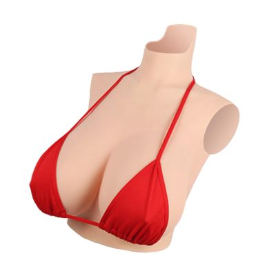 Wisfancy Silicone Breast Plate Realistic Breastplates Fake Breast Forms, Artificial Boobs for Crossdresser Mastectomy Transgender Prosthesis Enhancer(Nude, H Cup-Liquid Silicone)