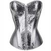 Corsets For Women Silver Corset Costume Top Synthetic Leather Bustier Sexy Women Boned Party Clubwear Overbust Corseletes-856_Half_Silver_L view 1