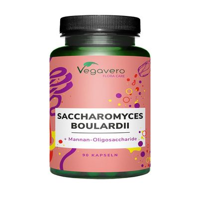 Vegavero Saccharomyces Boulardii | Prebiotic and Probiotic Supplements | NO Additives | 7 Billion CFU per Capsule | 350 mg S. Boulardi & 150mg S. Cerevisiae | Vegan