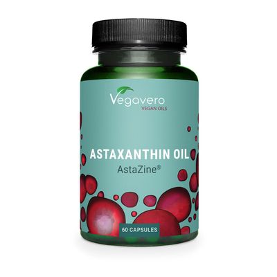 Vegavero Astaxanthin Antioxidant Supplement 8 mg | Natural Oil from Algae | NO Additives, Lab-Tested | AstaZine | 60 Capsules | Vegan