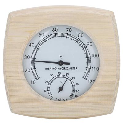 2-in-1 Sauna Hygrothermograph Double Dial Wooden Thermometer Hygrometer for Sauna Room