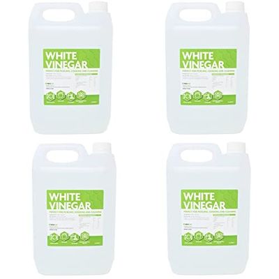Hexeal White Vinegar 20L 4 x 5L Food Grade White Vinegar for Cooking, Cleaning, Pickling & Baking Cleans Surfaces, Deodorises & Removes Grime
