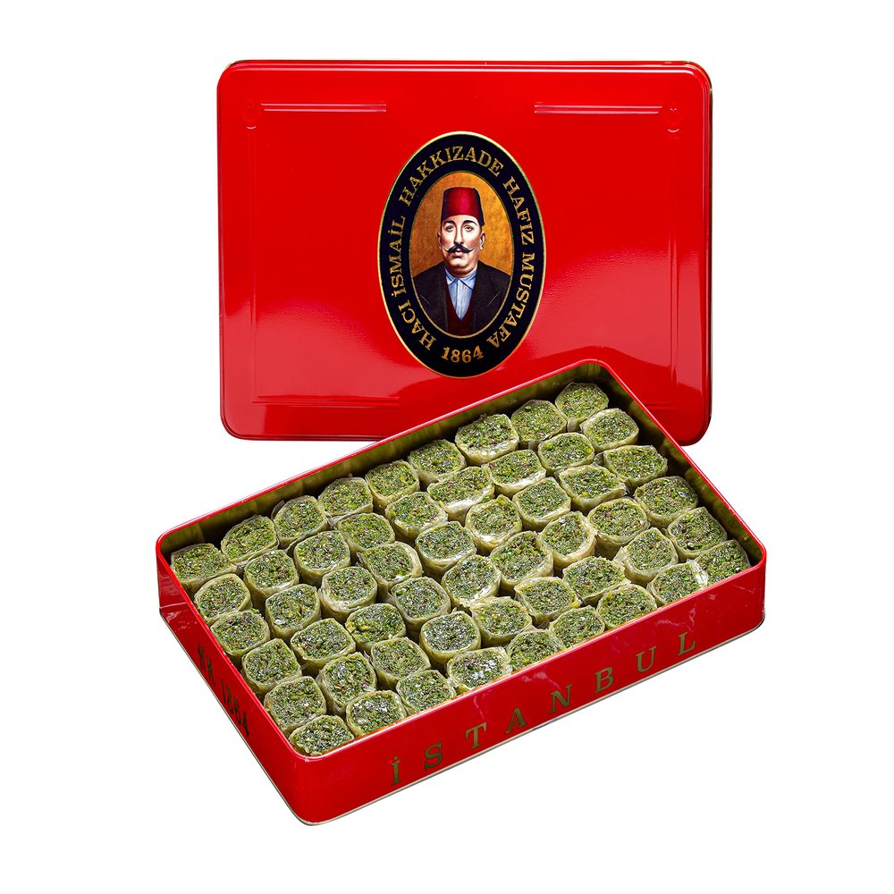 Hafiz Mustafa 1864 Istanbul Baklava Pastry Box - Baked Baklava Dessert Snacks Made from Fresh Phyllo Dough Sheets, Pistachio, Hazelnut, Walnut - Turkish Sweets Tray Gift Ideas for Birthday, Christmas