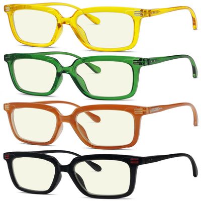 Eyekepper 4-pack Reading Glasses Blue Light Blocking Square Computer Glasses Readers Women 2.75