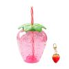 Washranp Water Bottle with Strawberry,Cartoon Milk Fruit Juice Cup Food Grade PP Wide Application Strawberry Straw Cup for Home Cold Drink B view 1