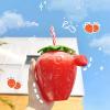 Washranp Water Bottle with Strawberry,Cartoon Milk Fruit Juice Cup Food Grade PP Wide Application Strawberry Straw Cup for Home Cold Drink B view 3
