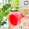 Washranp Water Bottle with Strawberry,Cartoon Milk Fruit Juice Cup Food Grade PP Wide Application Strawberry Straw Cup for Home Cold Drink B view 4
