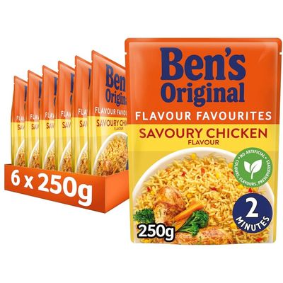 Ben's Original Savoury Chicken Microwave Rice, Bulk Multipack 6 x 250 g pouches