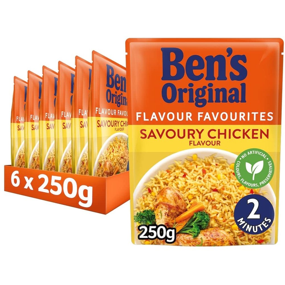 Ben's Original Savoury Chicken Microwave Rice, Bulk Multipack 6 x 250 g pouches