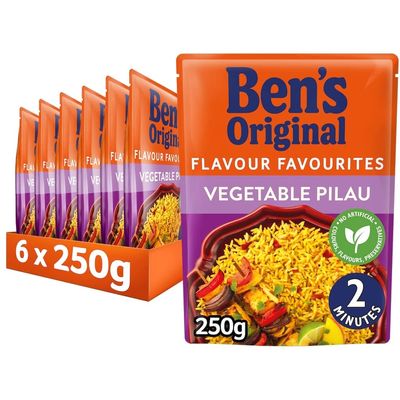 Ben's Original Vegetable Pilau Microwave Rice, Bulk Multipack 6 x 250 g pouches