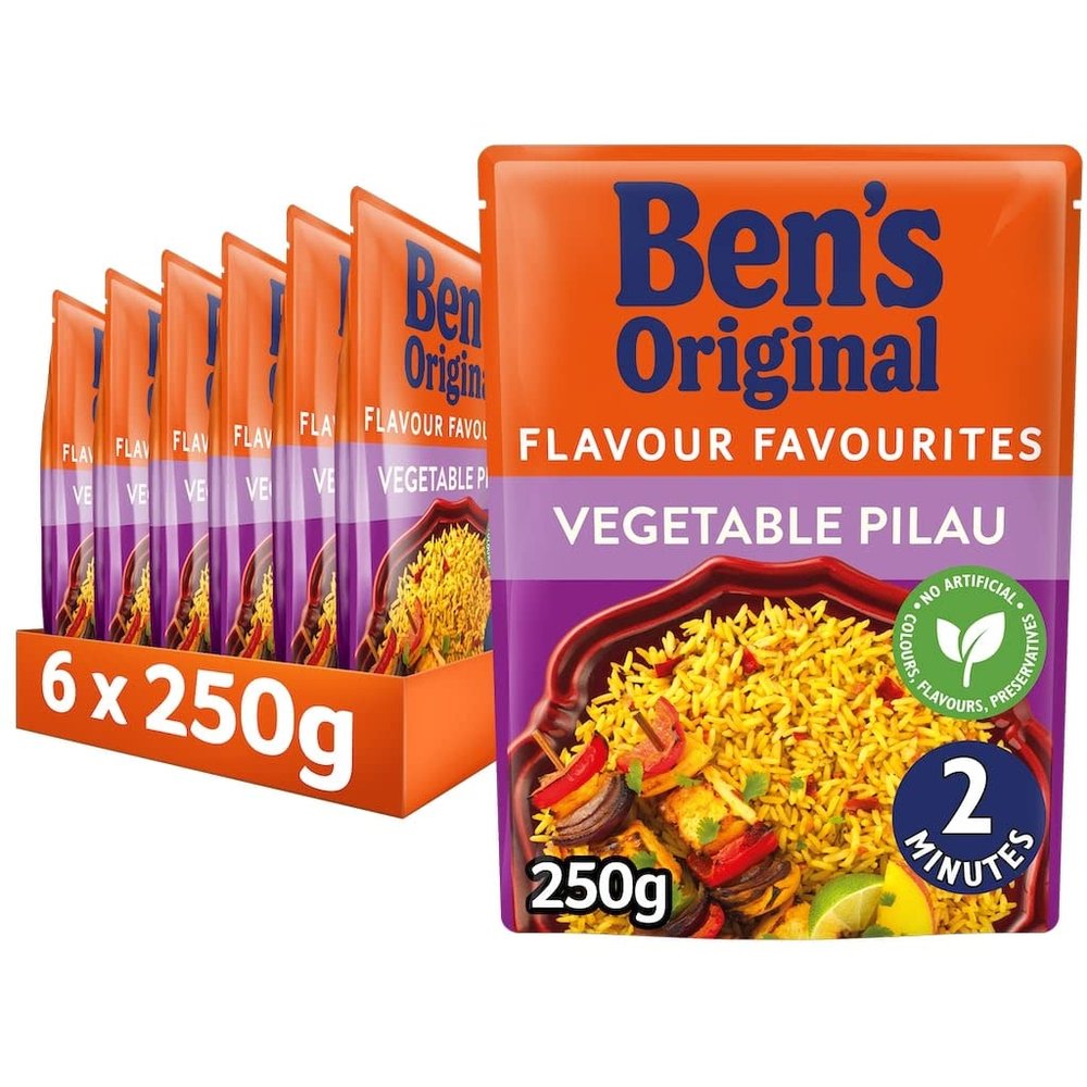 Ben's Original Vegetable Pilau Microwave Rice, Bulk Multipack 6 x 250 g pouches