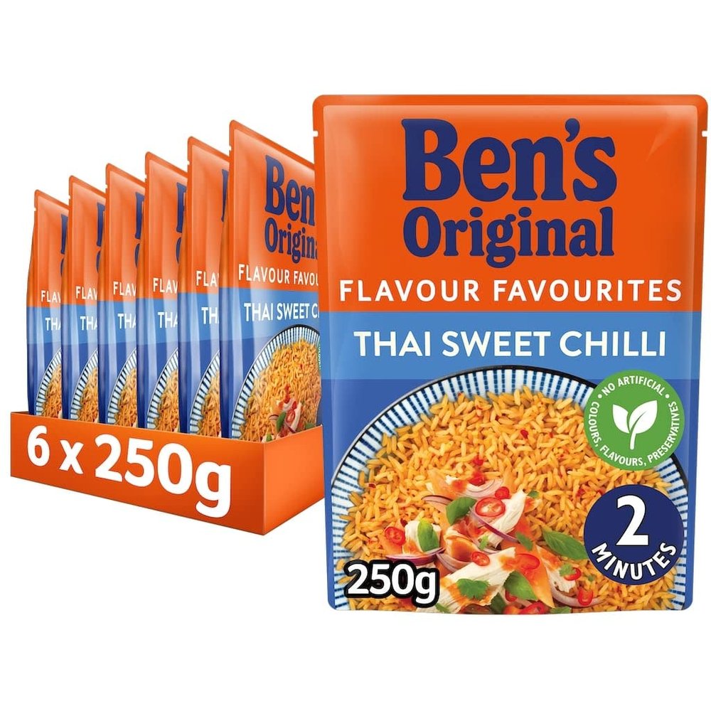 Ben's Original Thai Sweet Chilli Microwave Rice, Bulk Multipack 6 x 250 g pouches