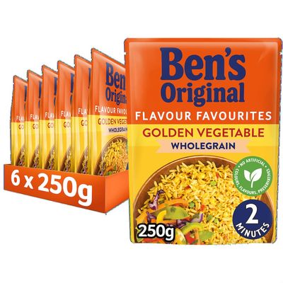 Ben's Original Wholegrain Golden Vegetable Microwave Brown Rice, Bulk Multipack 6 x 250 g pouches