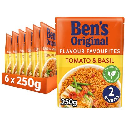 Ben's Original Tomato and Basil Microwave Rice, Bulk Multipack 6 x 250 g pouches