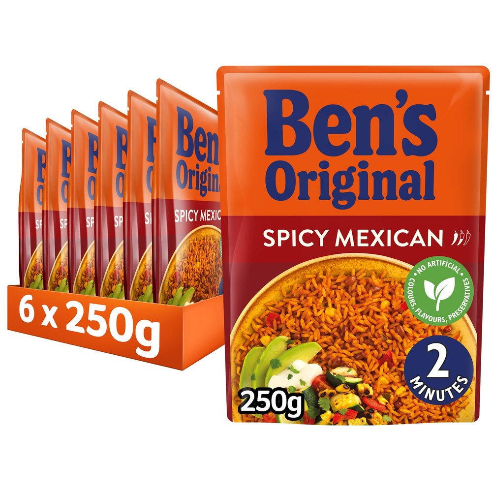 Ben's Original Spicy Mexican Microwave Rice, Bulk Multipack 6 x 250 g pouches