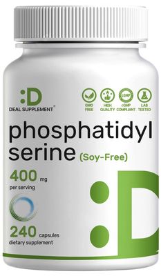 Phosphatidylserine Supplement, 400mg Serving, 240 Capsules Soy Free Sunflower Lecithin Source