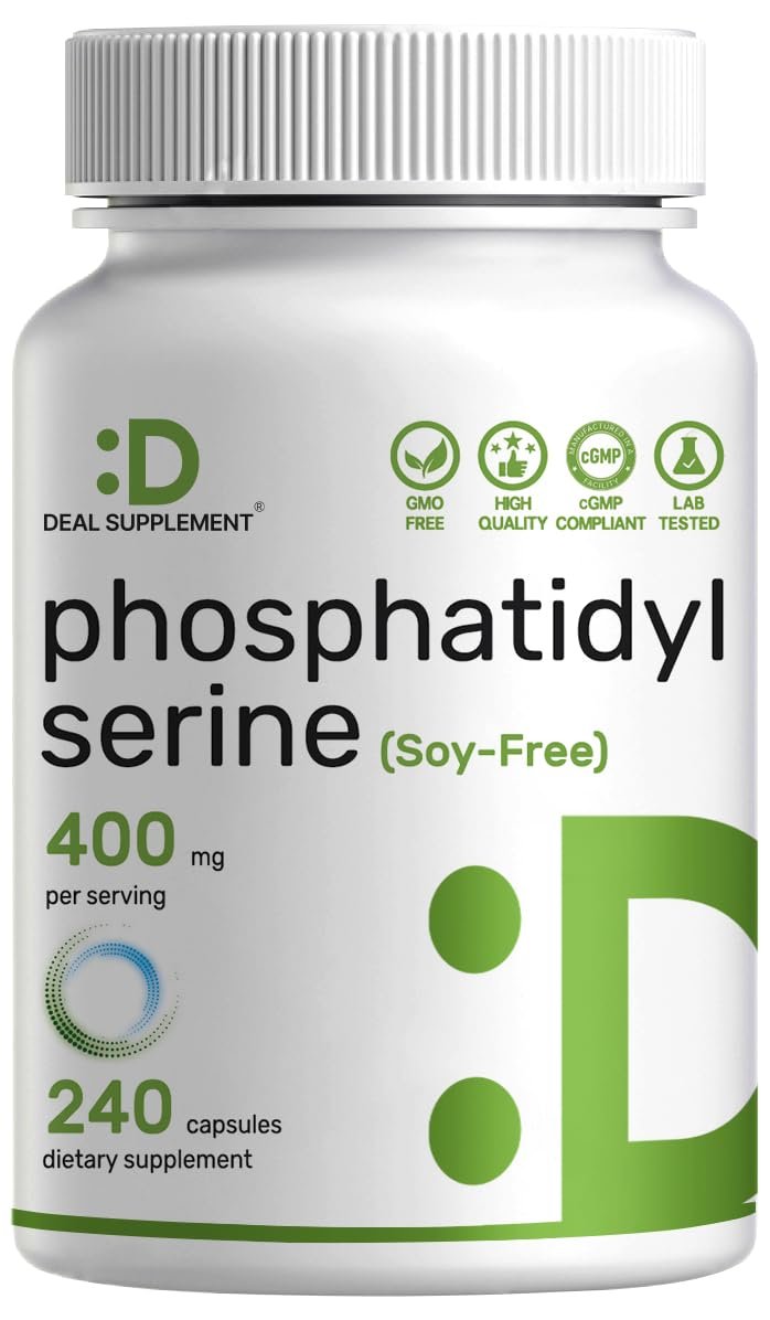 Phosphatidylserine Supplement, 400mg Serving, 240 Capsules Soy Free Sunflower Lecithin Source