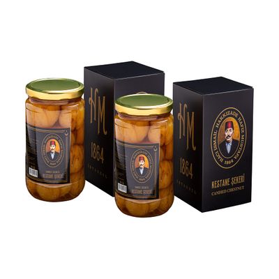 Hafiz Mustafa 1864 Istanbul, Turkish Delight, Dessert Snacks, Candied Chestnut in Jar, Turkish Sweets, Treats, Candies, Tray Gift Ideas for Birthday, Christmas