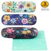 [4 PACK / 3 PACK], JAVOedge Printed Pattern Durable Hard Clamshell Eyeglass Case with Bonus Microfiber Cloth, Florals - Style C, 3 pack view 2