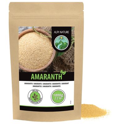 Alpi Nature Amaranth Grain 1kg 2.2 lb, Whole Raw Amaranth Seeds, Unsweetened, Gluten Free
