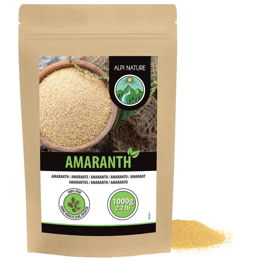 Alpi Nature Amaranth Grain 1kg 2.2 lb, Whole Raw Amaranth Seeds, Unsweetened, Gluten Free