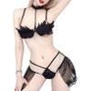 JasmyGirls Sexy Cosplay Lingerie Naughty Costume Anime Devil Bikini Angle Bra Panty Lace Teddy Babydoll Chemises Underwear Black view 1