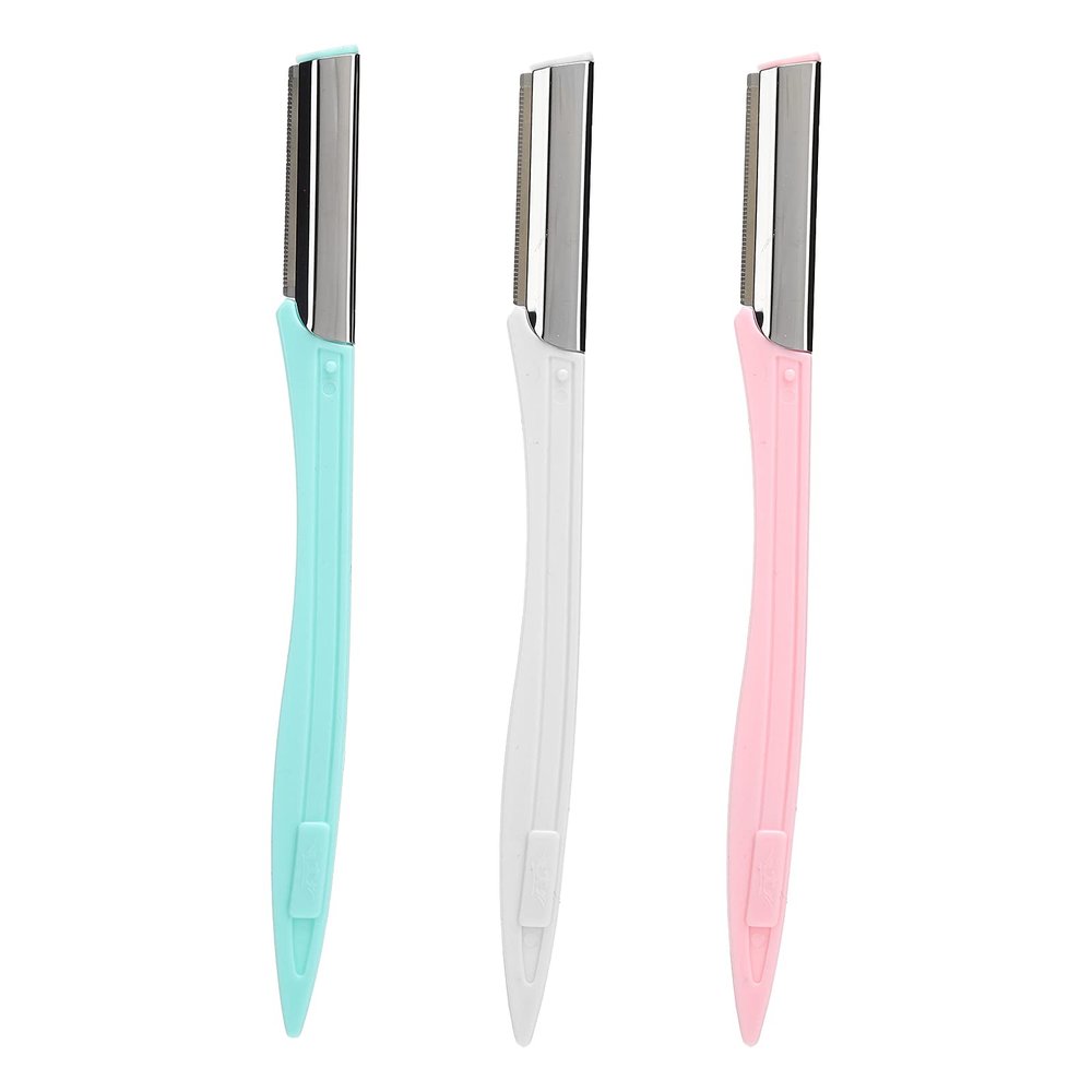 3Pcs Portable Eyebrow Trimmer Foldable Hair Remover Kit Brow ShaperWomen Eyebrow Trimmer Stainless Steel Blade Facial Hair Shaver Eyebrow Shaping