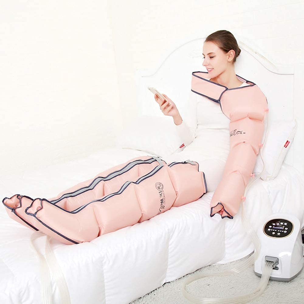 Joyfitness Portable Air Compression Massager, Pressotherapy Leg Arm Waist Massager Compression Boots Machine Promote Blood Circulation Relieve Pain Fatigue