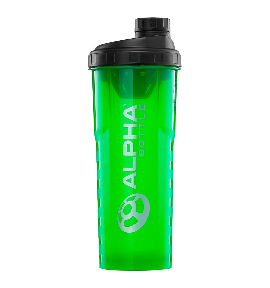Alpha Designs Protein Shaker Bottle 1L - 1000ml Gym Bottle for Protein Shakes - Leakproof Screw Cap - Green