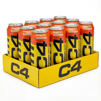 C4 Performance Energy Drinks Orange Slice 500ml (12 pack) | Sugar Free Energy Drink with 160mg Caffeine, 250mg Betaine, 1050mg Taurine | Low Calorie Fizzy Drinks for On the Go Energy and Focus