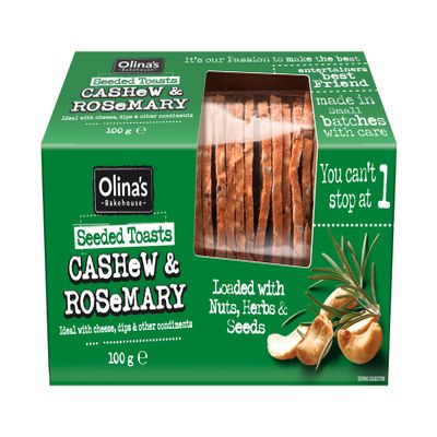 Olina's Bakehouse - Seeded Toasts, Cashew and Rosemary, 100g