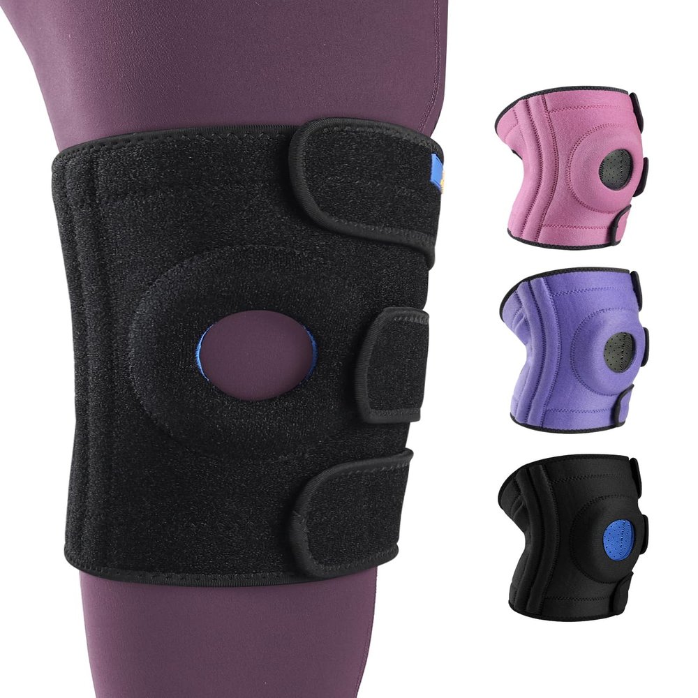 ABYON Medium to Plus Size Knee Support for Big Legs, Triple Strap Adjustable Knee Brace with Side Stabilisers, Non-Slip Knee Wrap for Arthritis,Meniscus Tear, ACL, Pain Relief, Stability for Women Men