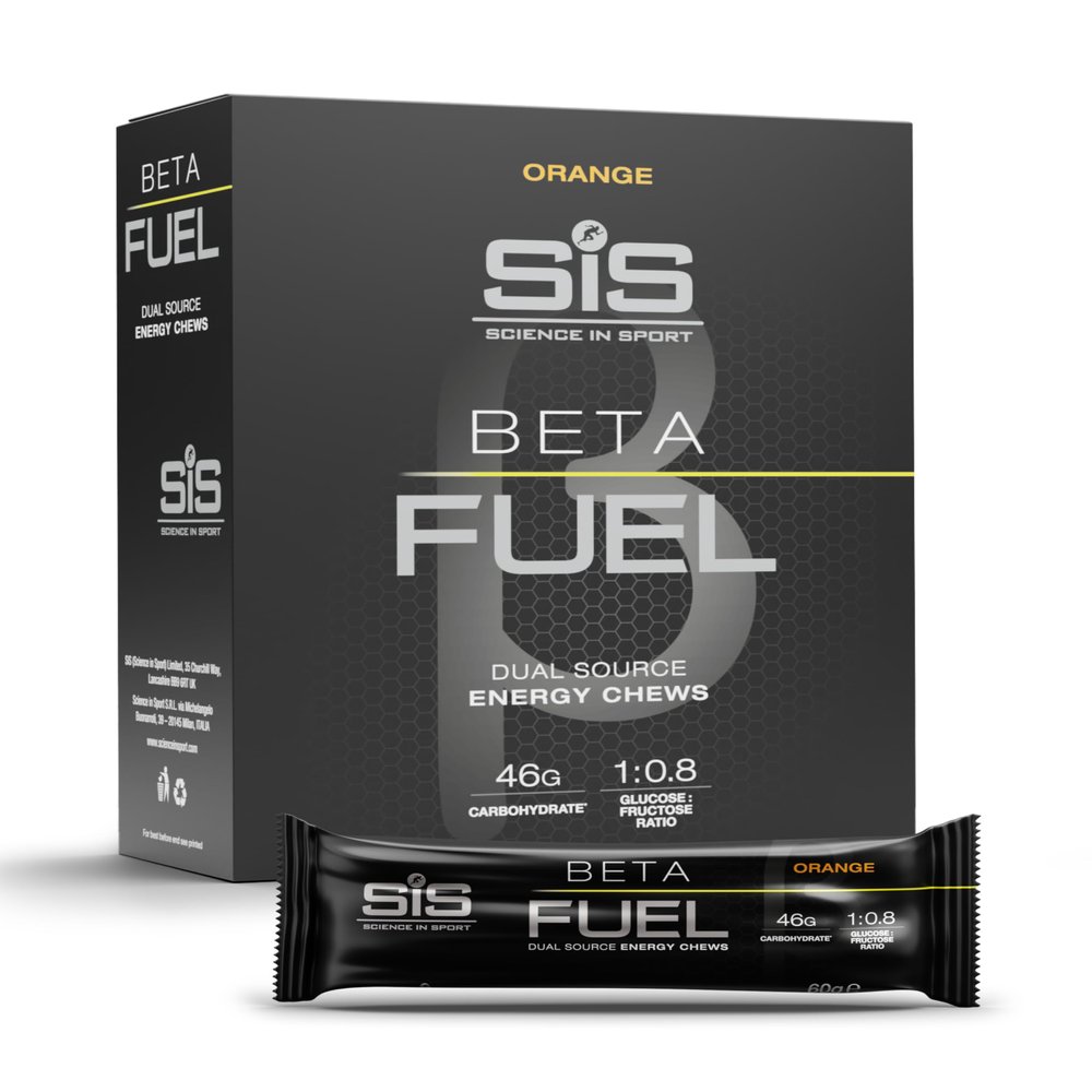 Science in Sport Beta Fuel Dual Source Energy Chews, Energy Bars, Orange Flavour, 46g of Carbs, 60g Bar (6 Pack)