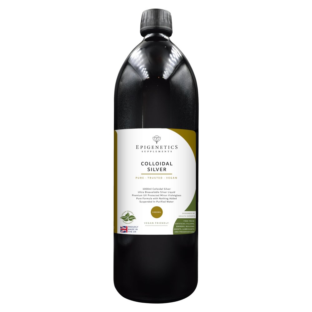 Colloidal Silver 1000ml | 12-16ppm in Purified Water | Premium UV Protected Miron Violet Glass 1 Litre | UK Made Vegan Friendly Liquid