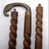 36'' Canes and Walking Sticks in Natural Wood with Elephant Trunk Shaped Brass Handle - Wooden Decorative Walking Cane Fashion Statement Gifts for Men/Women/Seniors/Grand Parents view 1