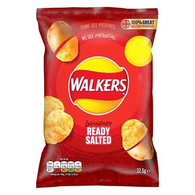 Walkers Ready Salted Crisps, Pack of 32 x 32.5 g
