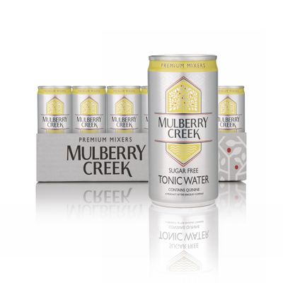 Mulberry Creek Sugar Free Tonic Water, Contains Quinine, Premium Quality, Great for Cocktails & Paired with Gin or Vodka, Low Calories & Sodium, Fully Recyclable 24 x 150ml Cans
