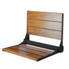 Home Aesthetics 18" ADA Compliant Folding Serena Teak Wood Shower Bench Seat, Matte Black Frame, Clear Coated for Extra Protection, Foldable Aluminum Wall-Mounted Fold Up Bathroom Stool Seating Chair view 1