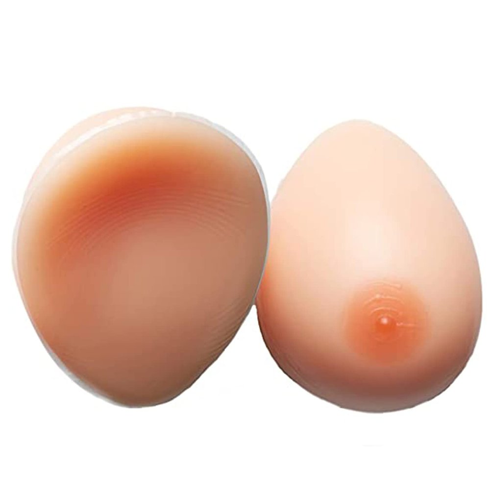 DFGGE Self Adhesive Silicone Breast Forms Water Drop Shape, Nude Complexion Fake Boobs Prosthetic Breast for Transgender, Mastectomy, Crossdressers, And Cosplay,B~cup600g/pair
