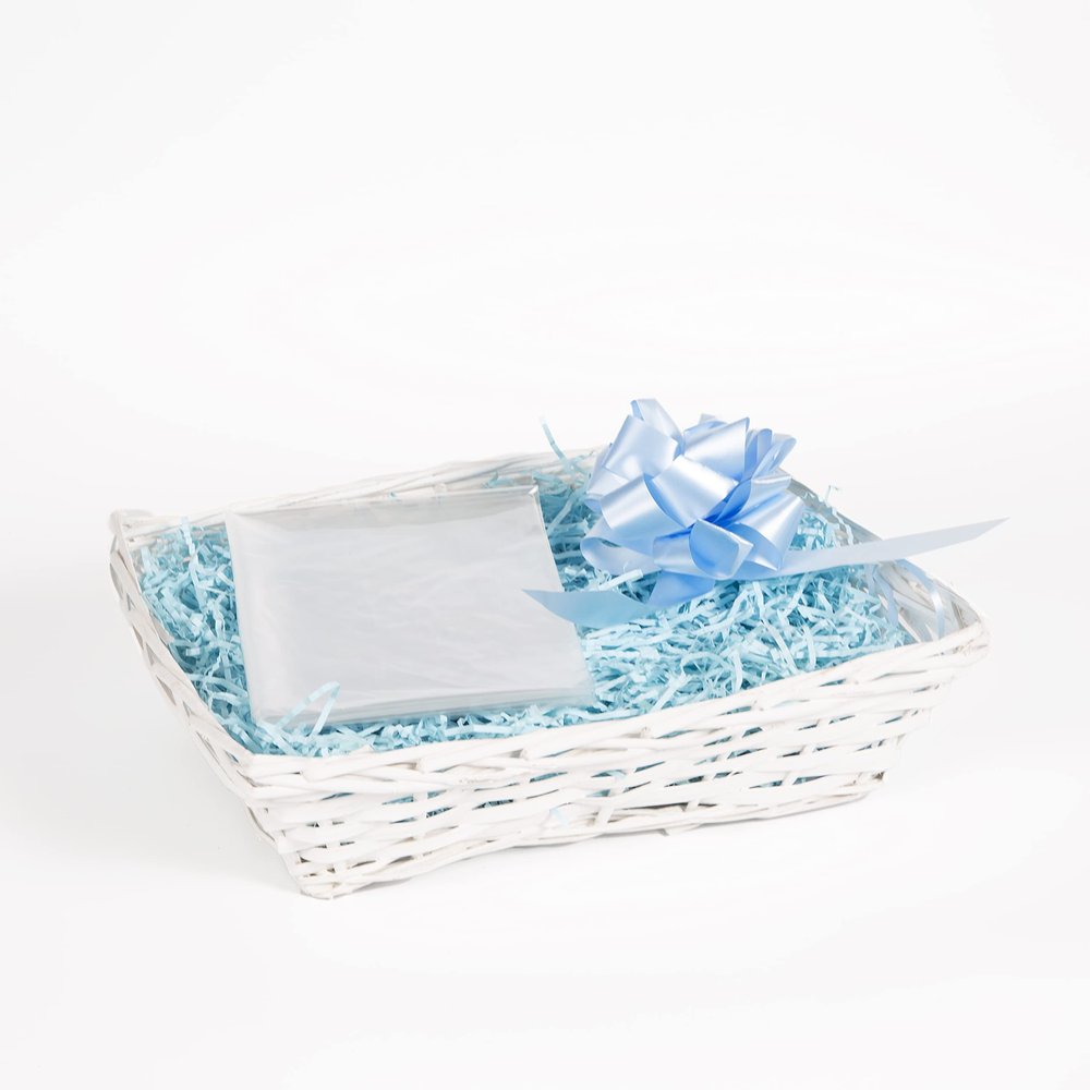 White Wicker Basket For Hampers Make You Own Gift Hamper Kit Birthday Christening Newborn Wedding Christmas Gifts Hampers (Blue)