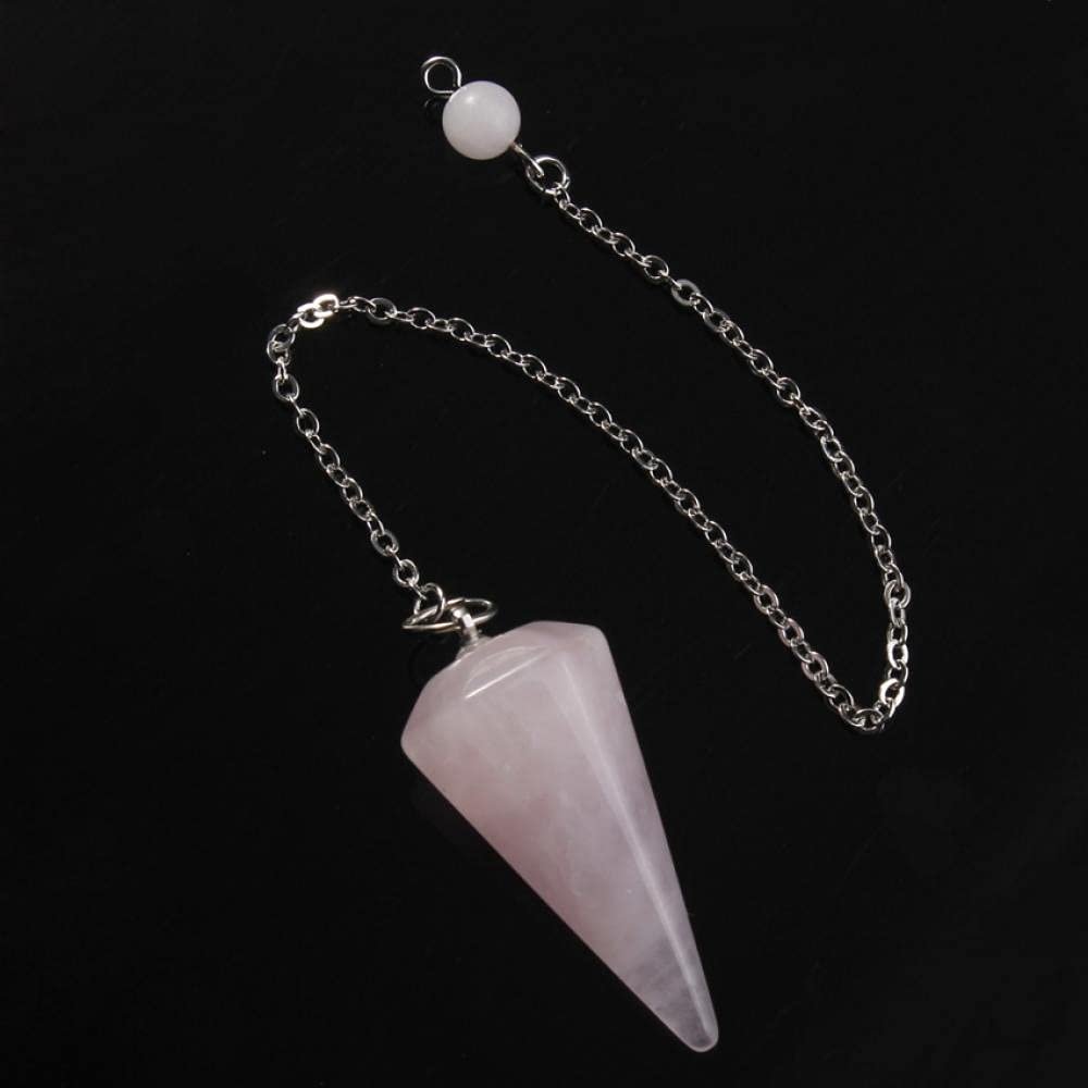 100-Argento Placcato Unico Naturale Rosa Quarzo rosa Hexagon Piramide Reiki Pendolo Del Pendente Chakra Gioielli Amuleto