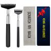 2 Pack Back Scratcher for Men Women,Portable Extendable Stainless Steel Telescoping Back Scratchers Oversized and Normal Size with Carrying Bag view 1