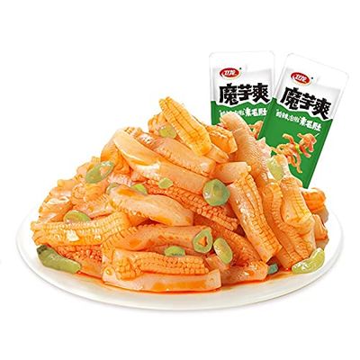 180g/12Weilong Konjac Shuang Spicy Strip Office Dormitory Casual Snacks Sour and Spicy Veggie Hair Belly Konjac Shuang 180g/bag about 12 sachets Net Red Instant Snacks