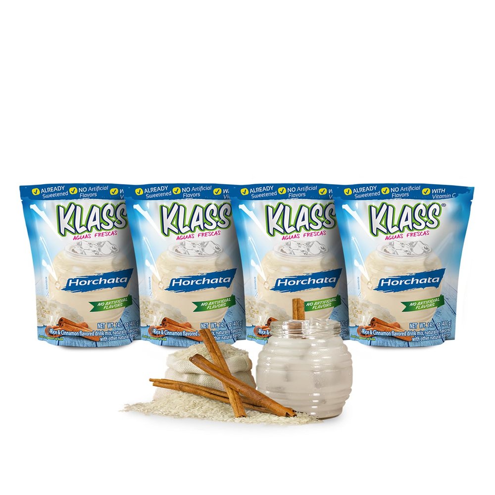 Klass Aguas Frescas Drink Mix Family Pack - Horchata - Powder Drink Mix, Water Drink Mix with Natural Flavors & Vitamin C, Makes 28 to 36 Quarts (56 to 72 Drinks)