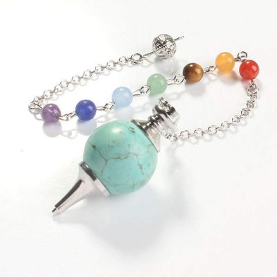 7 Chakra Natural Stone Crystal Pendant Pendulums for Men Women Yoga Jewelry Gift-P0001