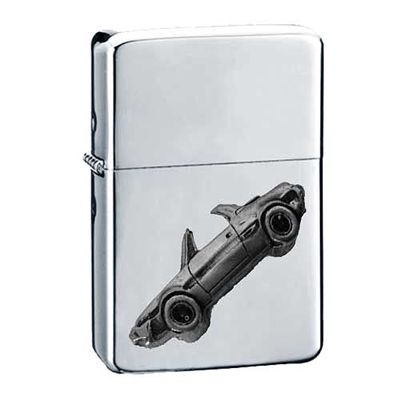 Classic Italian Car X19 1500 ref63 Pewter effect design on a flip top petrol lighter windproof SILVER refillable