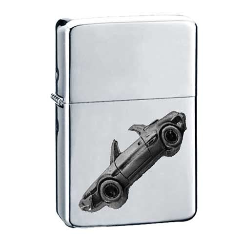 Classic Italian Car X19 1500 ref63 Pewter effect design on a flip top petrol lighter windproof SILVER refillable