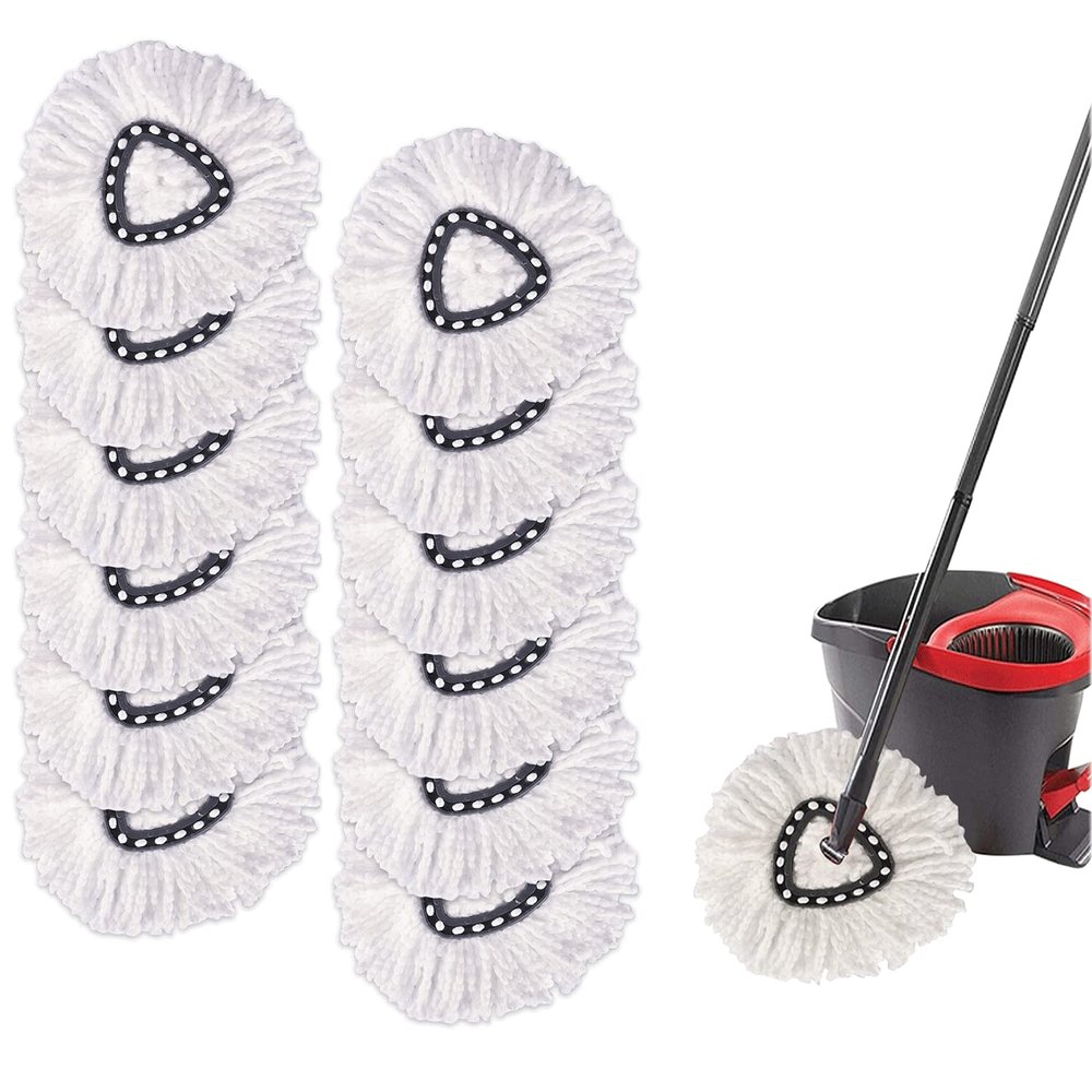 12-Pack Spin Mop Replacement Heads, Accoladesound 100 Microfiber Mop Refill Heads, Mop Replacement Heads for Spin Mop,White, 12pcs