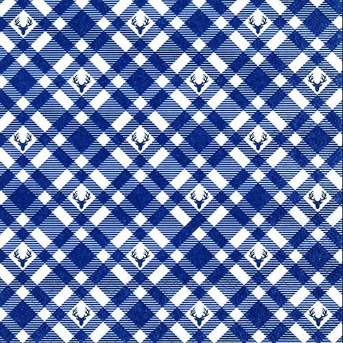 20 Napkins Stag on Check Blue 33 x 33 cm