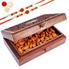 Jaiccha Ghasitaram Rakhi Gifts for Brothers Wooden Craving Jewellery Box with Almonds with 2 Rudraksh Rakhis view 1